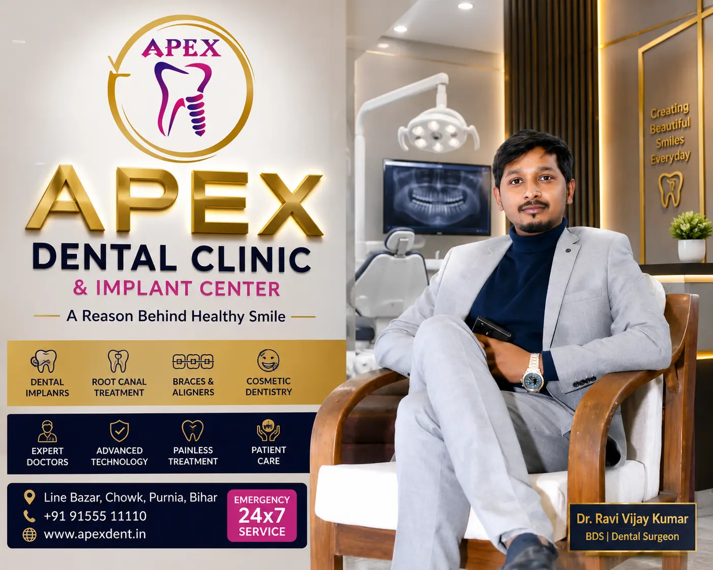 Dr. Ravi Vijay Kumar - Founder & Lead Dentist at Apex Dental Clinic, Purnia